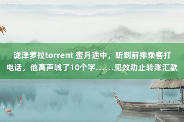 泷泽萝拉torrent 蜜月途中，听到前排乘客打电话，他高声喊了10个字……见效劝止转账汇款