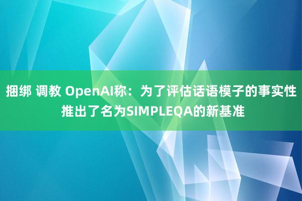 捆绑 调教 OpenAI称：为了评估话语模子的事实性 推出了名为SIMPLEQA的新基准